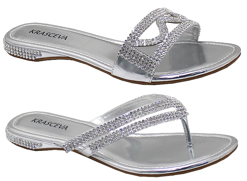 silver flat sandals for wedding